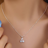 گردنبند و آویز پلاک آبکاری نقره طرح قلب Love نگین تنوع طرح رنگ ثابت کد mp