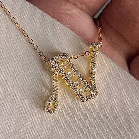 گردنبند و آویز زنانه طرح حروف انگلیسی طلایی و نقره ای رنگ ثابت کد tk
