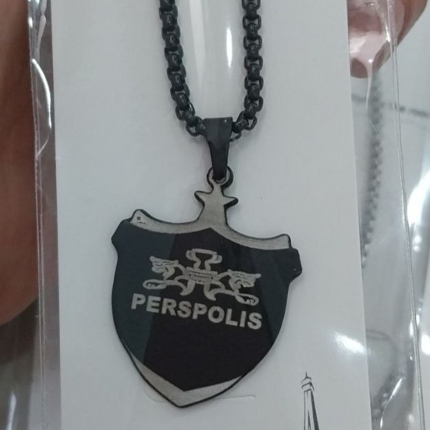 زنجیر و آویز پلاک استیل طرح پرسپولیس perspolis رنگ ثابت کد as