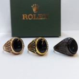 انگشتر مردانه استیل طرح رولکس ROLEX نگین مشکی تنوع رنگ سایز بندی 9 تا 12 رنگ ثابت کد mp