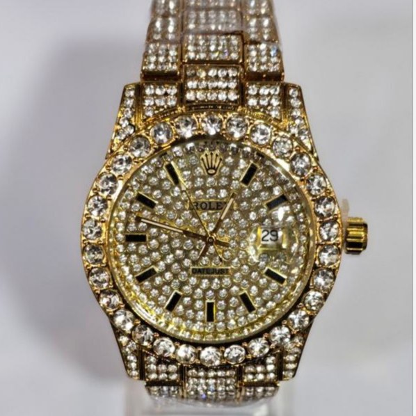ساعت مچی زنانه رولکس ROLEX فول نگین مخراج کاری تاریخ دار تنوع طرح رنگ ثابت کد vn