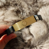 دستبند چرمی قفل و پلاک استیل مردانه ورساچ VERSACE تنوع طرح رنگ ثابت کد as