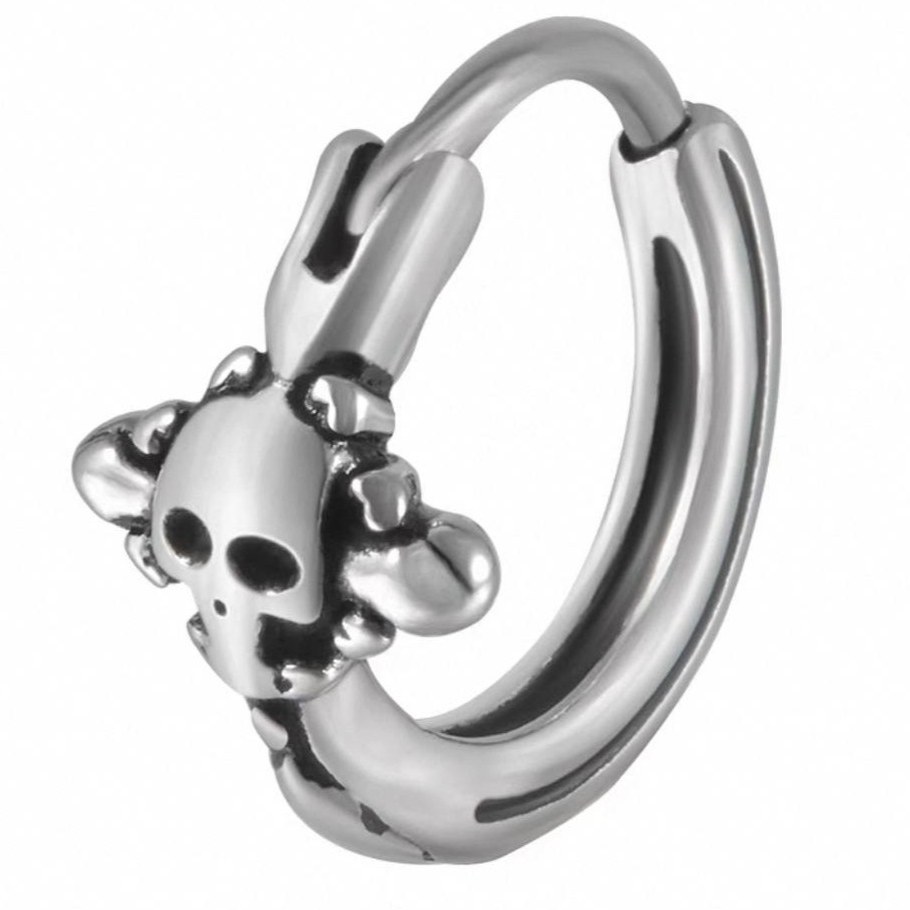 گوشواره حلقه ای استیل طرح اسکلت رنگ ثابت کد sf