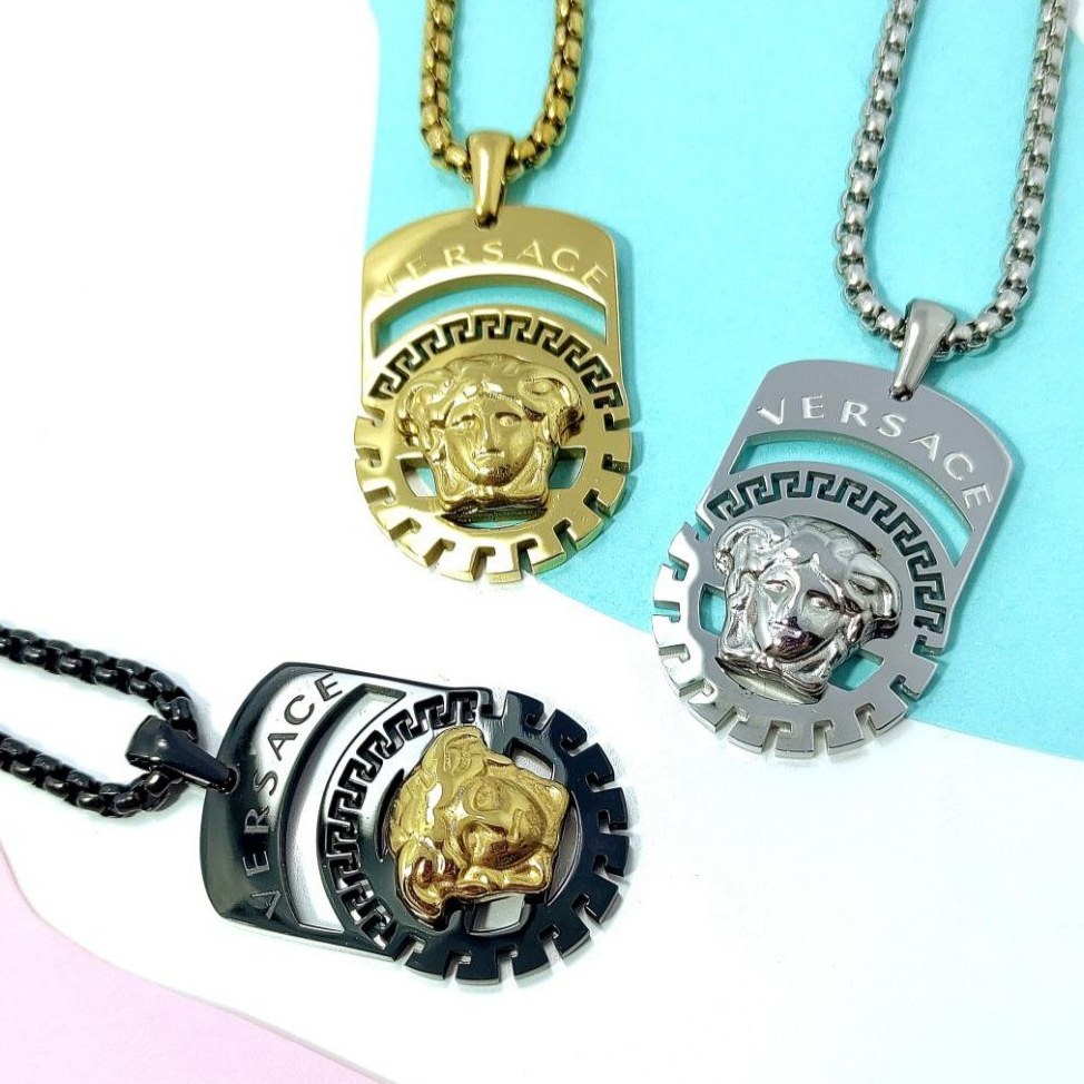 گردنبند و آویز پلاک استیل مردانه ورساچ VERSACE تنوع طرح رنگ ثابت کد mp