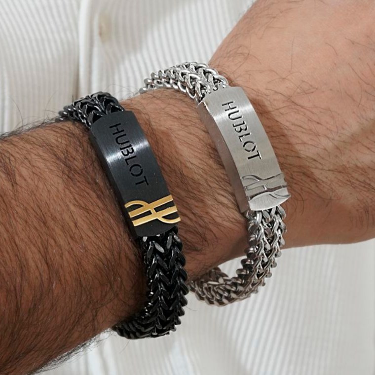 دستبند استیل هابلوت hublot در تنوع رنگ درجه یک رنگ ثابت کد mp