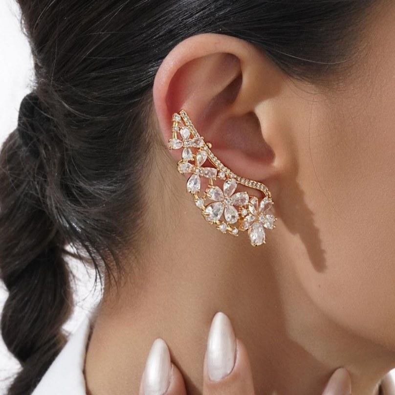 گوشواره ایرکاف جواهری طرح گل رنگ ثابت کد mp