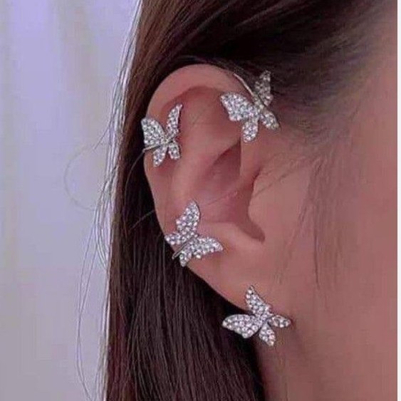 گوشواره ایرکاف جواهری طرح پروانه زیبا ضد حساسیت و رنگ ثابت