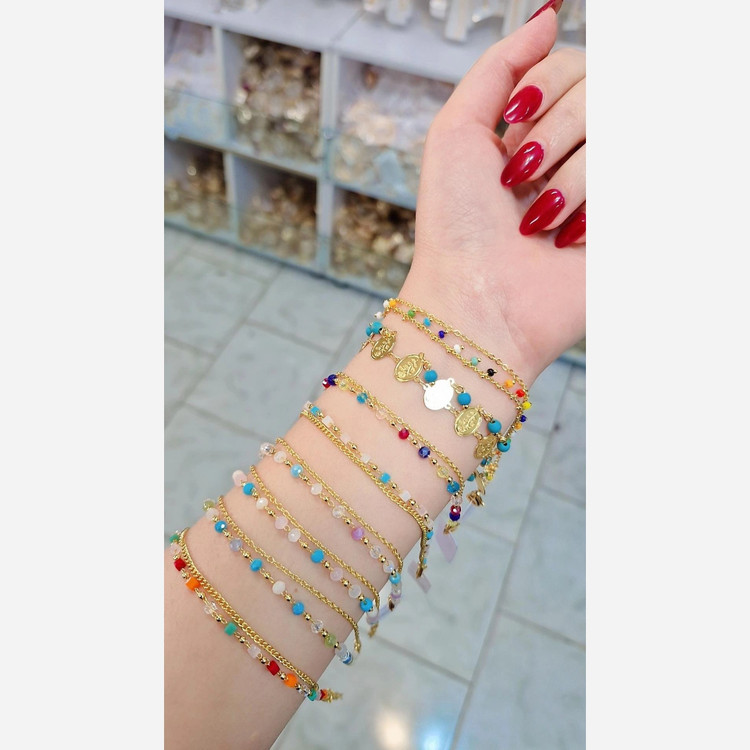 دستبند زنانه مهره ای رنگ ثابت