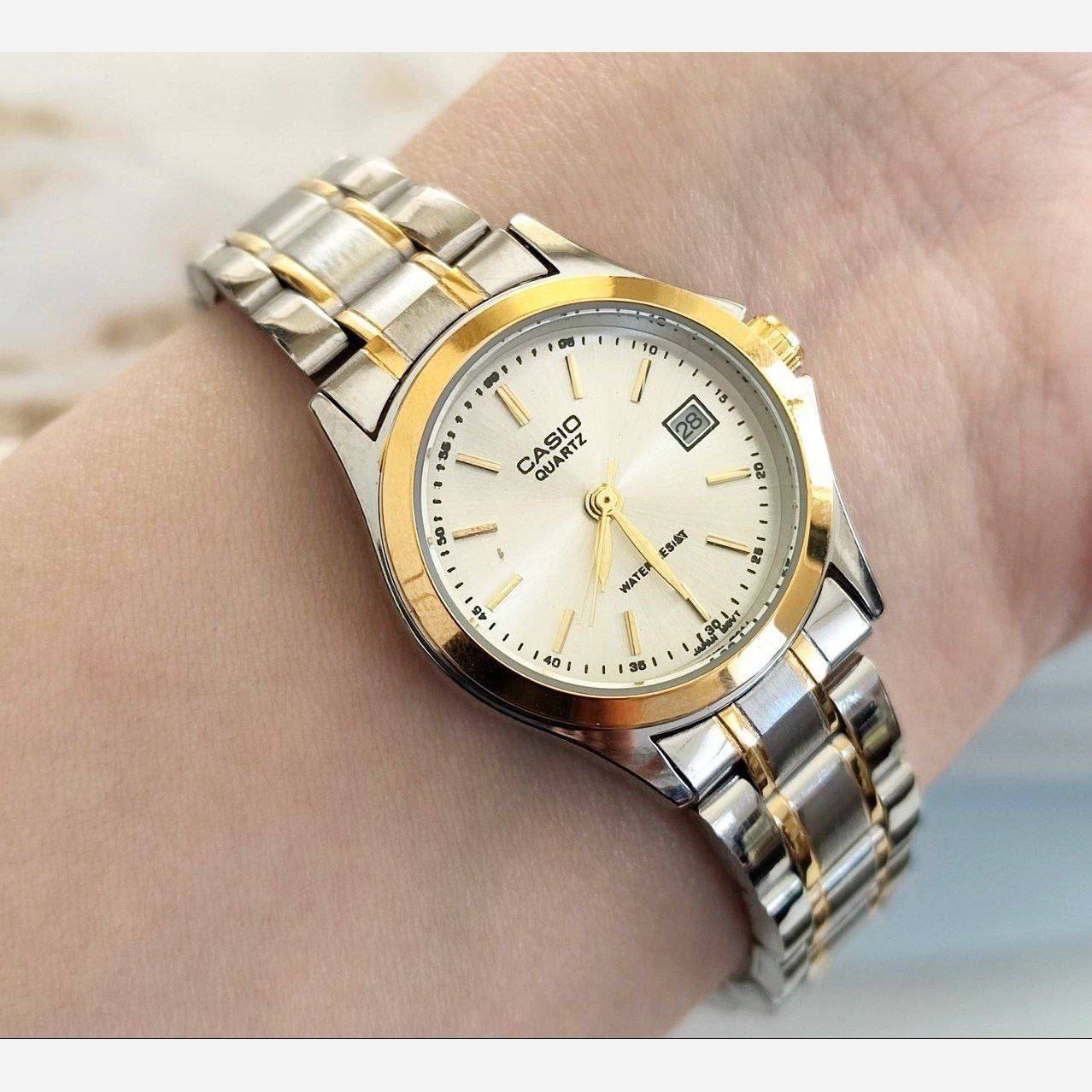 ساعت زنانه تاریخدار مارک CASIO موتور ژاپن و ضد اب در 7 طرح و رنگ مختلف