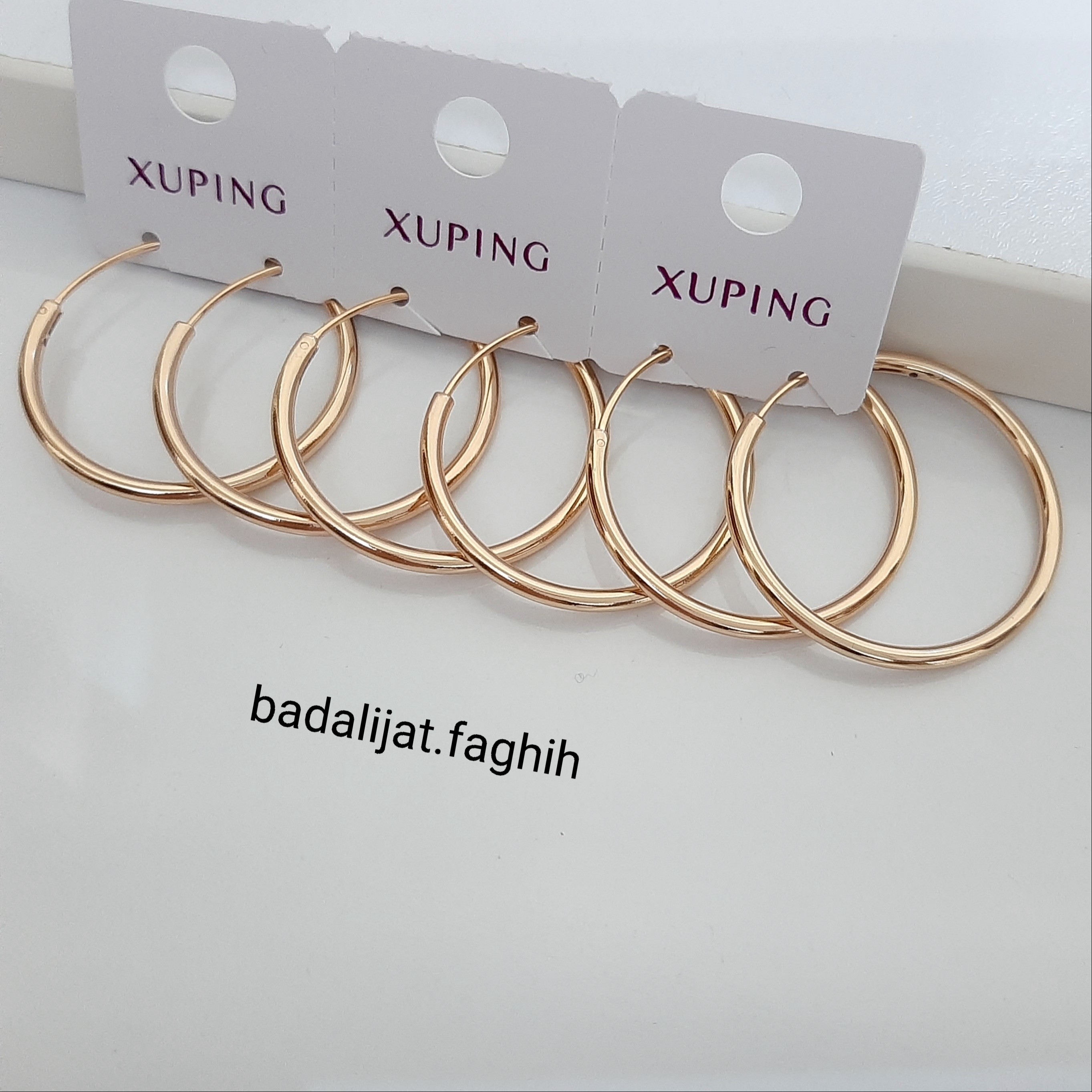 گوشواره ژوپینگ حلقه ای کاملا رنگ ثابت قطر 3 سانت با آبکاری طلا ورق بزنید لطفا