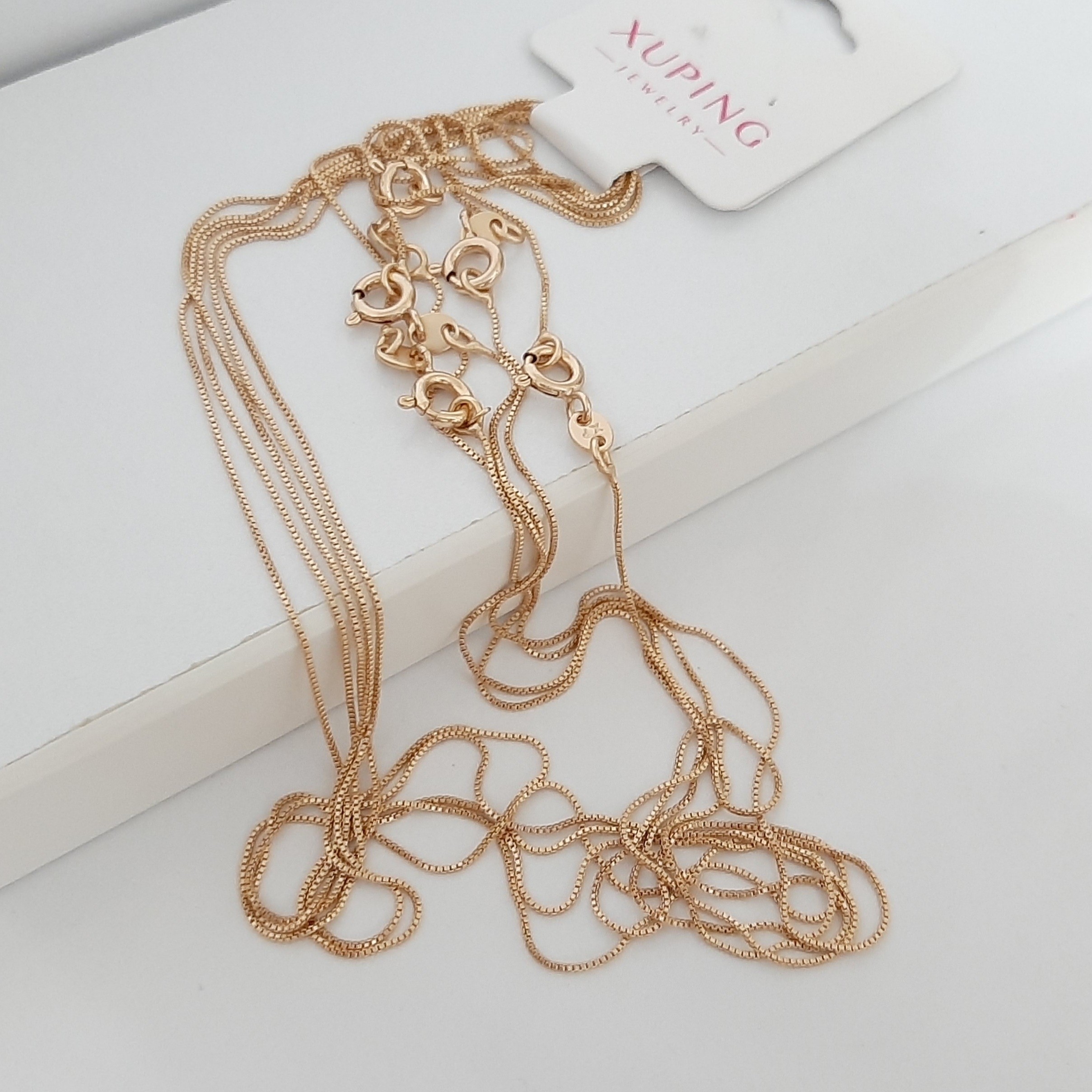 زنجیر ژوپینگ ونزی کاملا رنگ ثابت با قفل ملوانی و حک خورده با آبکاری طلا ورق بزنید لطفا
