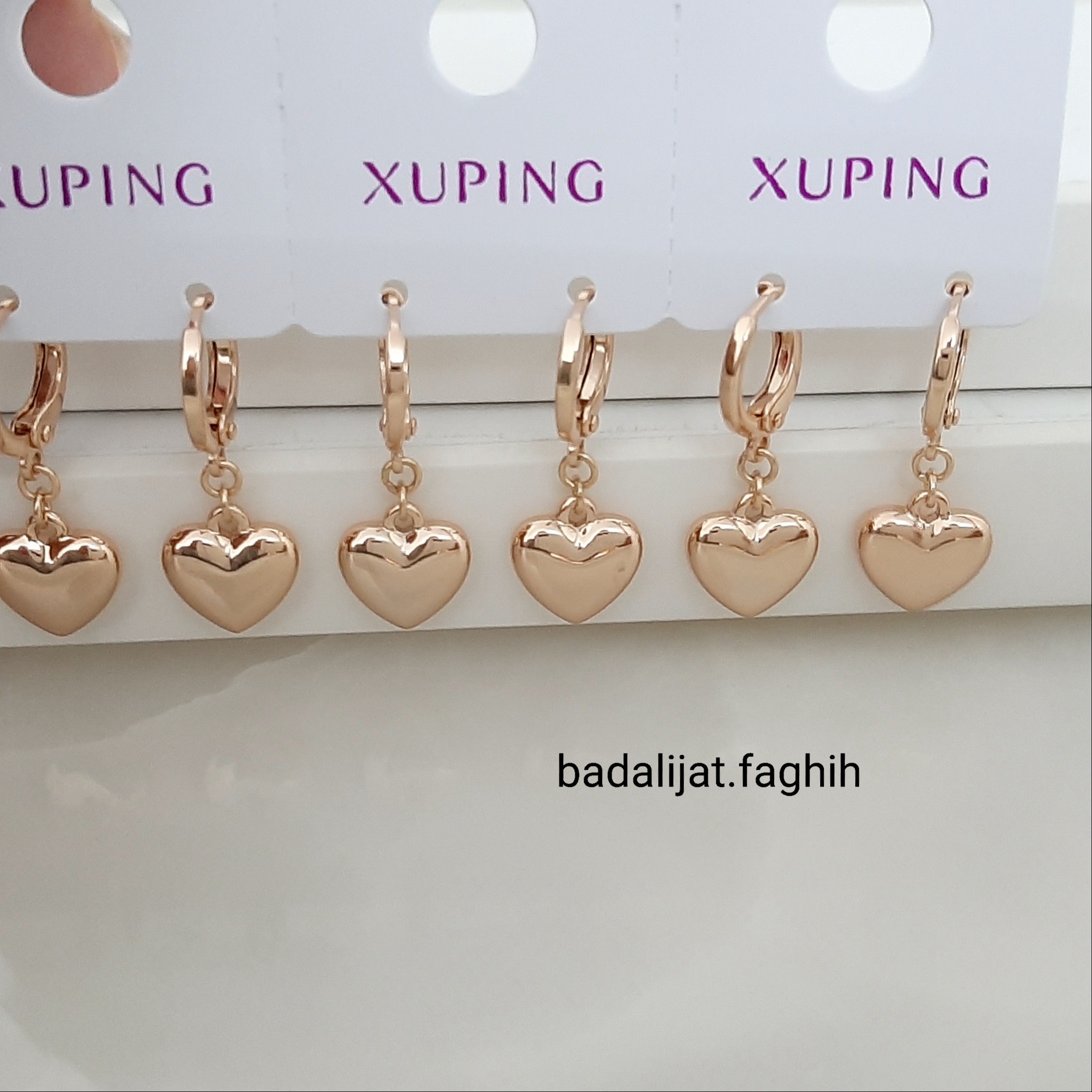 گوشواره ژوپینگ قلب اویز کاملا رنگ ثابت و آبکاری طلا شده ورق بزنید لطفا