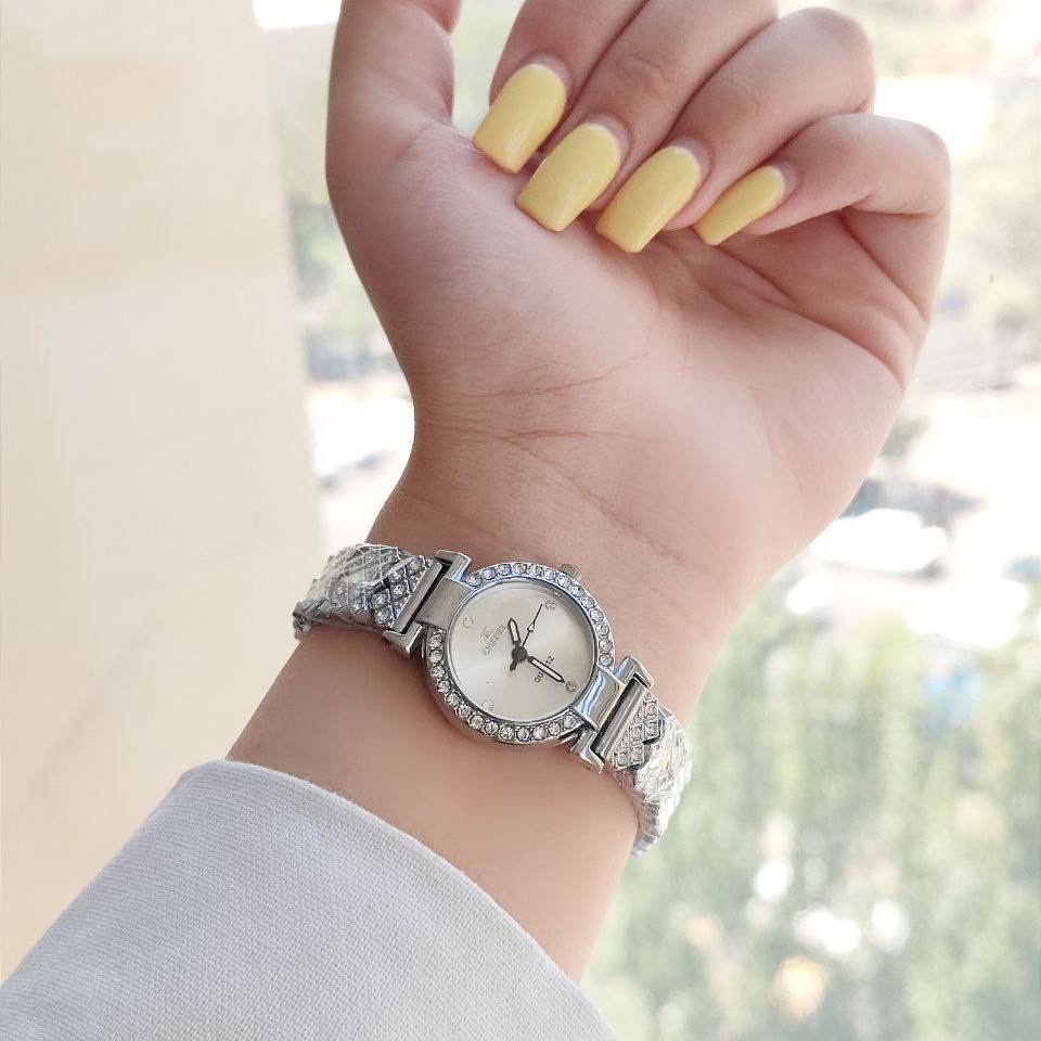 ساعت مچی زنانه و دخترانه فول نگین مارک چنل Chanel طلایی و نقره ای ارسال رایگان