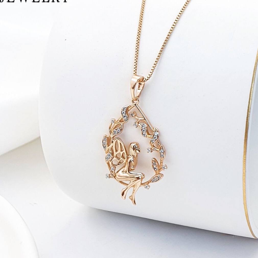پلاک فرشته گردنبند دخترانه و زنانه طرح طلا مارک ژوپینگ xuping کاملا مشابه طلا رنگ ثابت ارسال رایگان