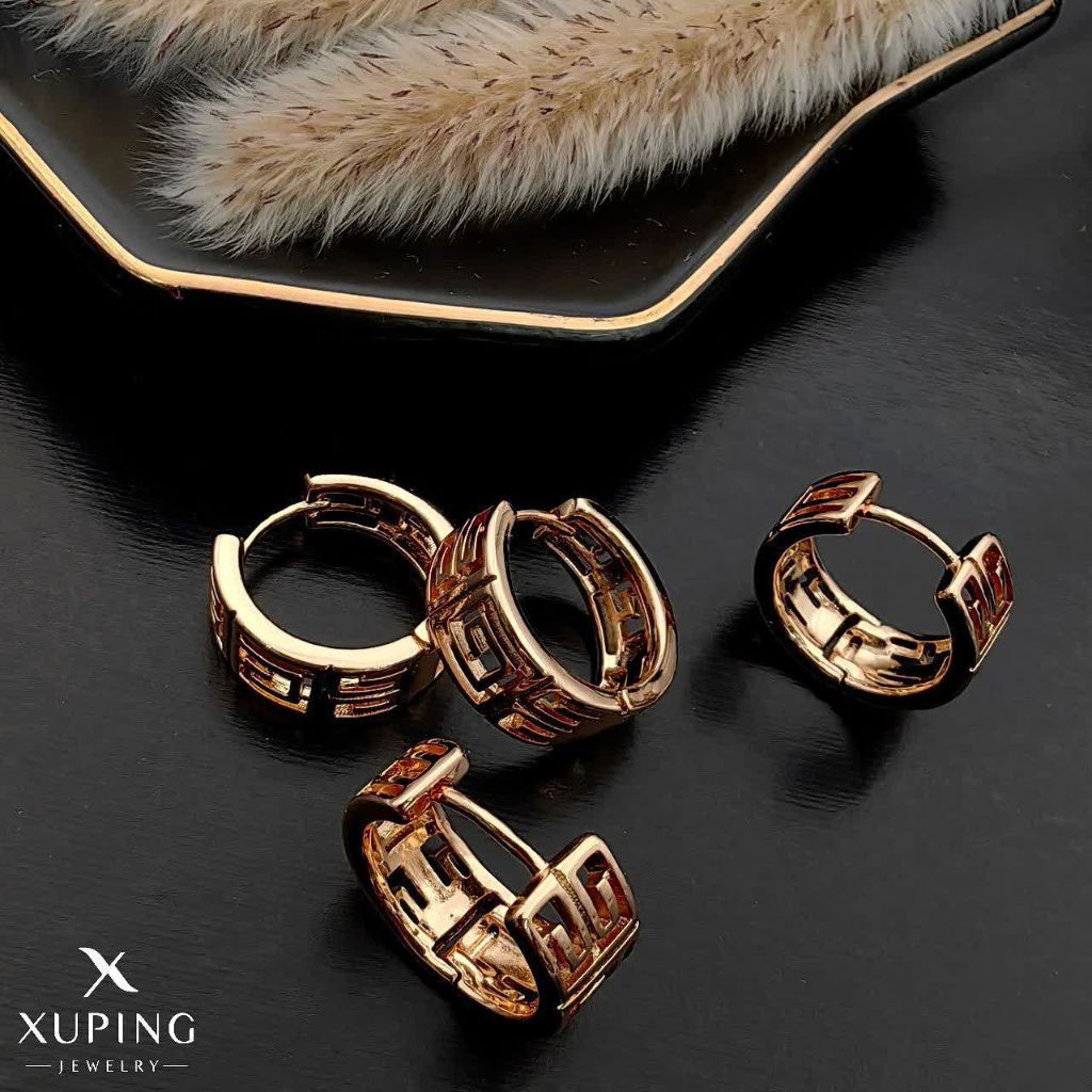 گوشواره حلقه ای کوچک آبکاری طلا ژوپینگ