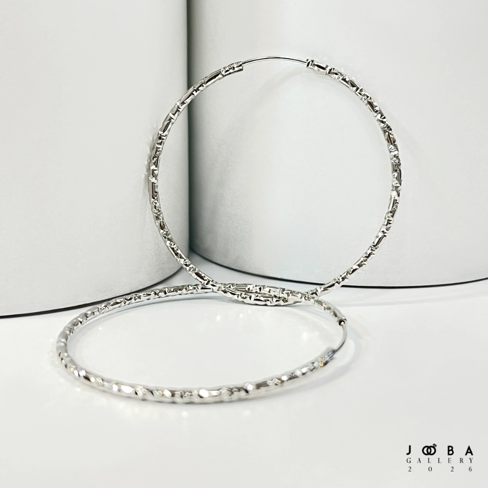گوشواره حلقه ای 50 میل نقره ای ژوپینگ کد 317090274