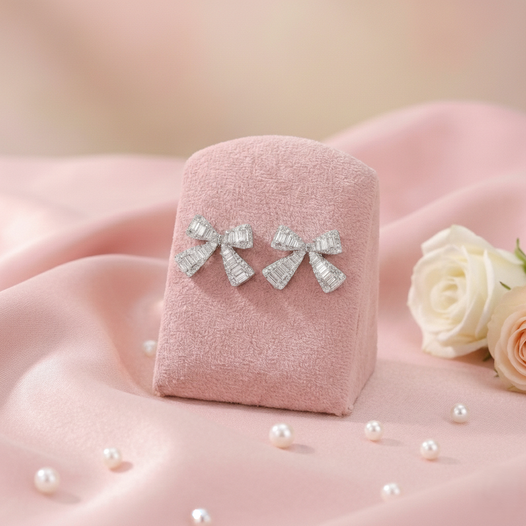 گوشواره سوارسکی پاپیون نقره ای ژوپینگ کد 318150457