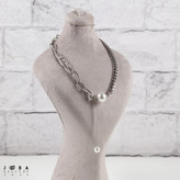 گردنبند دفرمه مرواریدی نقره ای ژوپینگ 1082283559