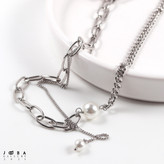 گردنبند دفرمه مرواریدی نقره ای ژوپینگ 1082283559