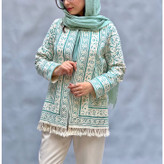 کت و لباس قلمکاری نقشه گل اناری سبز