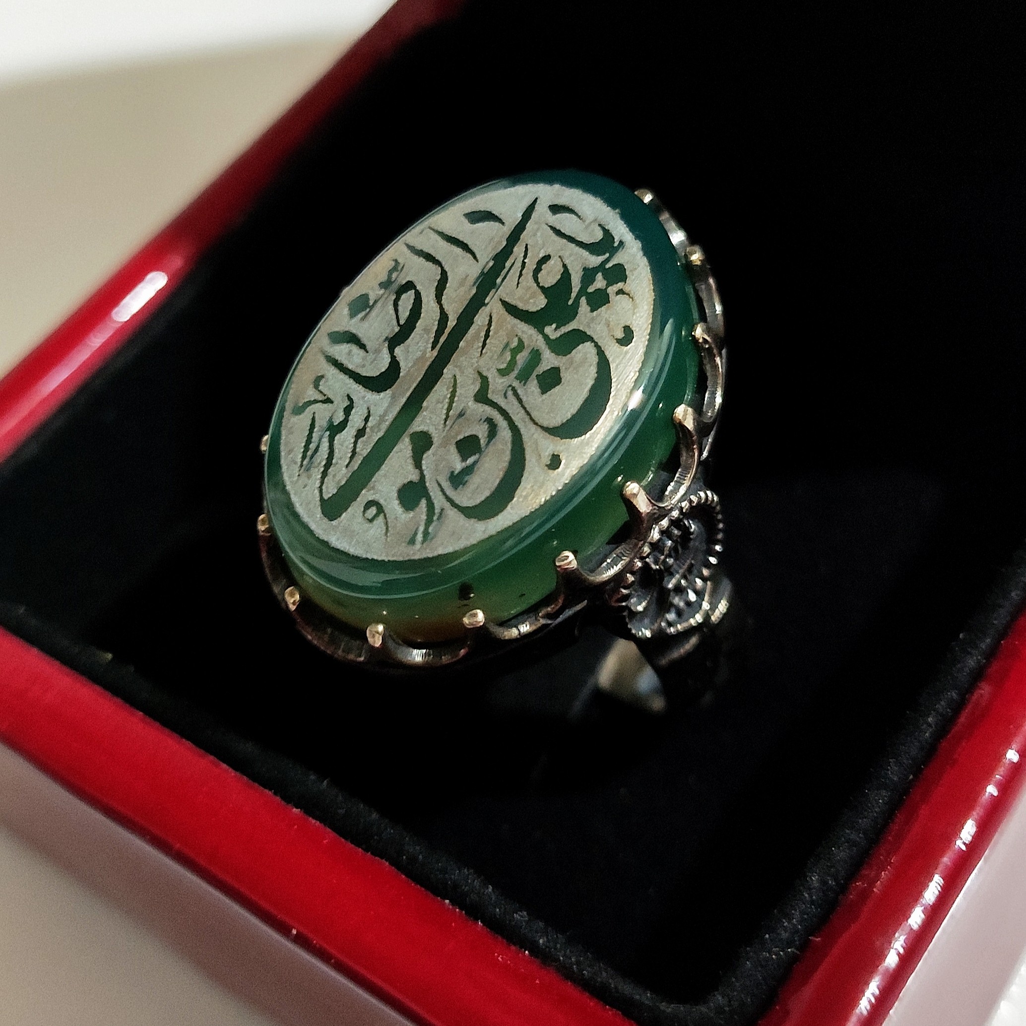 انگشتر عقیق اصل طرح یا علی ابن موس الرضا کد 2