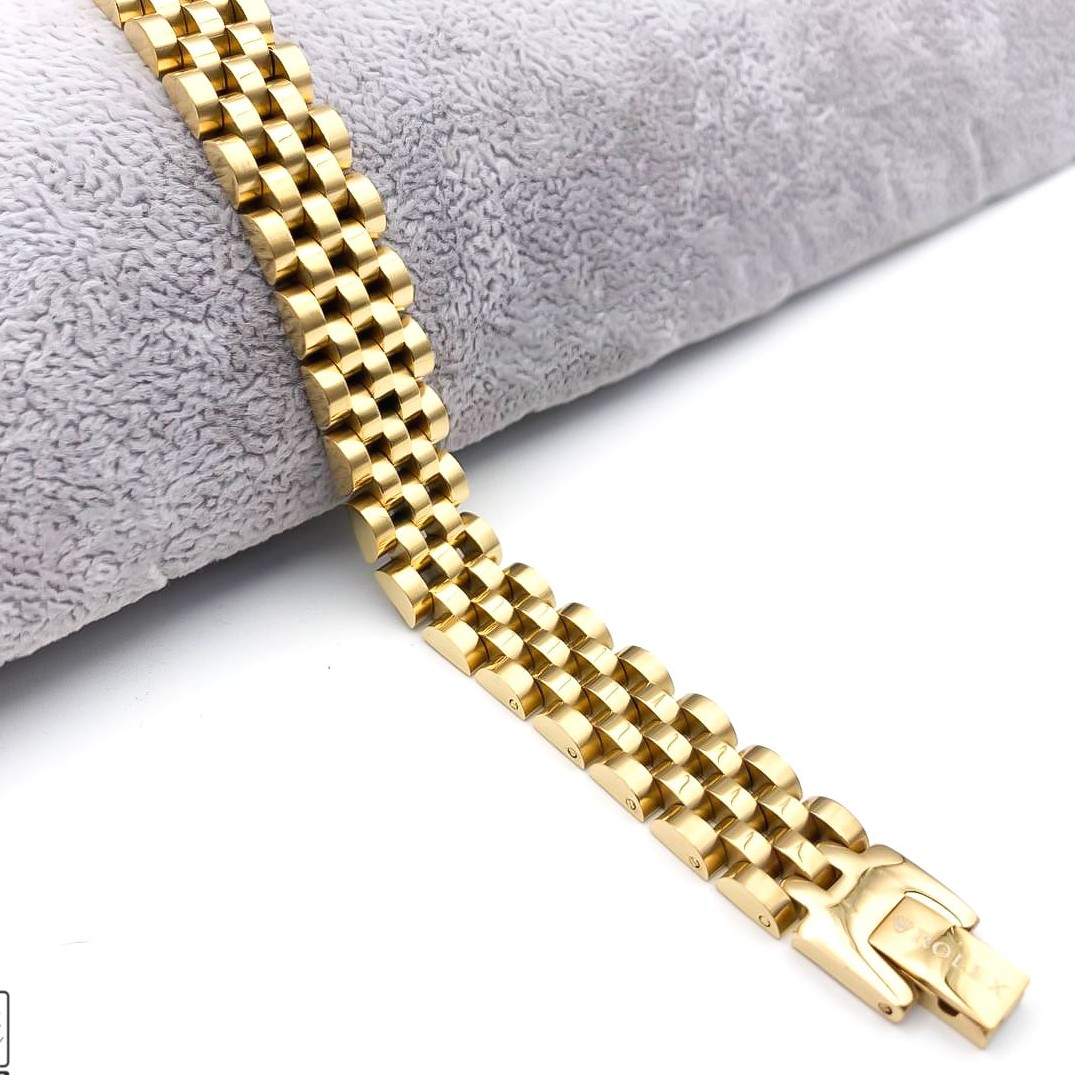دستبند رولکس استیل 15 میل رنگ طلایی ،.