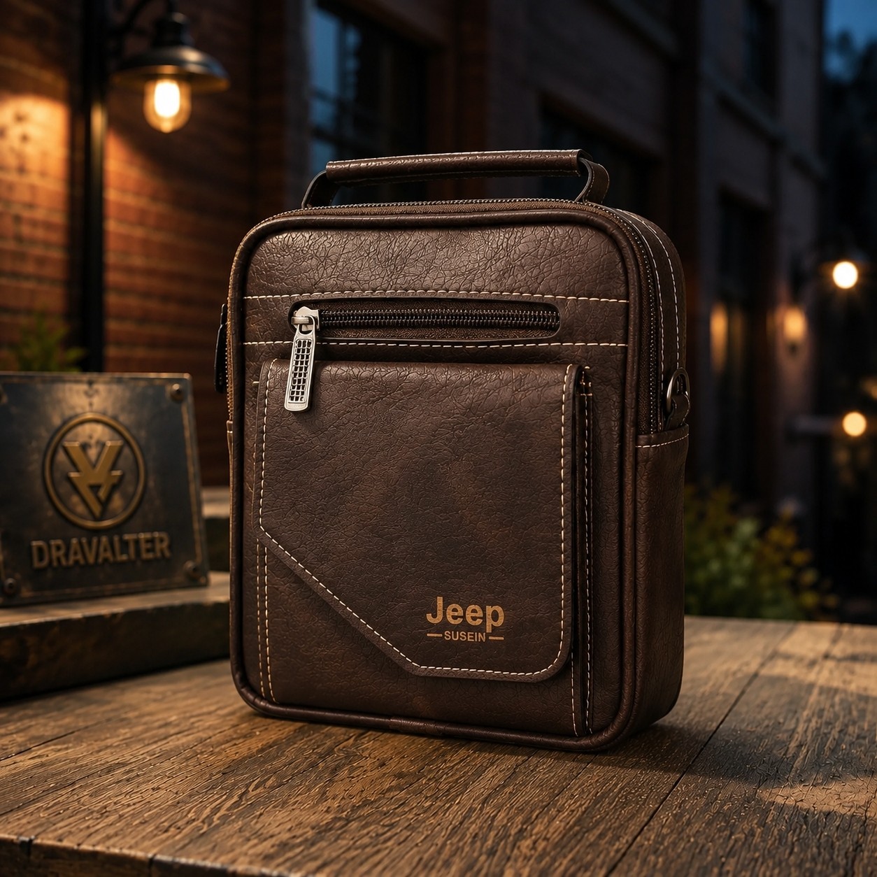 کیف رودوشی چرم Dravalter مدل Jeep کیف دوشی مردانه و زنانه شیک