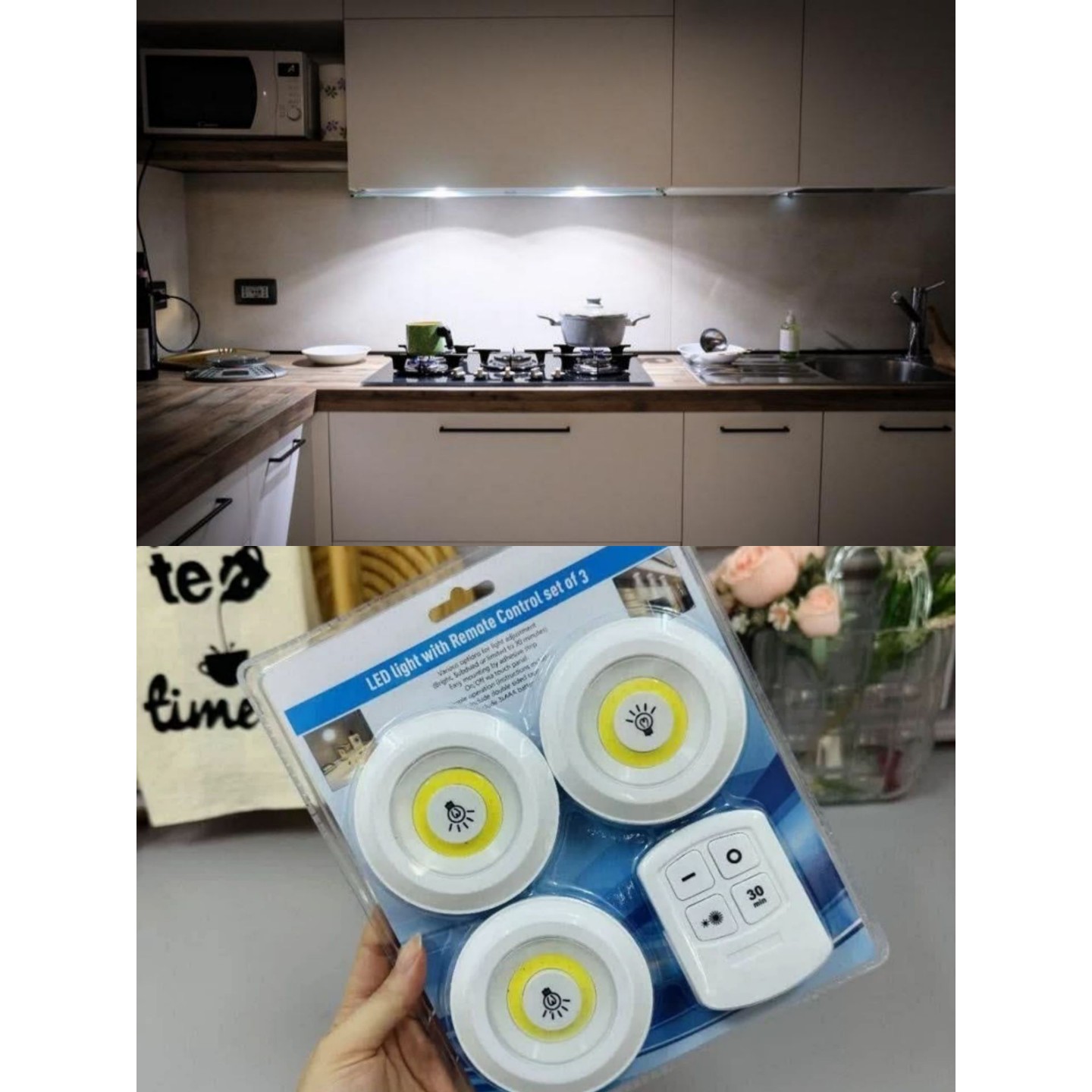 چراغ زیر کابینتی با ریموت پک 3 عددی