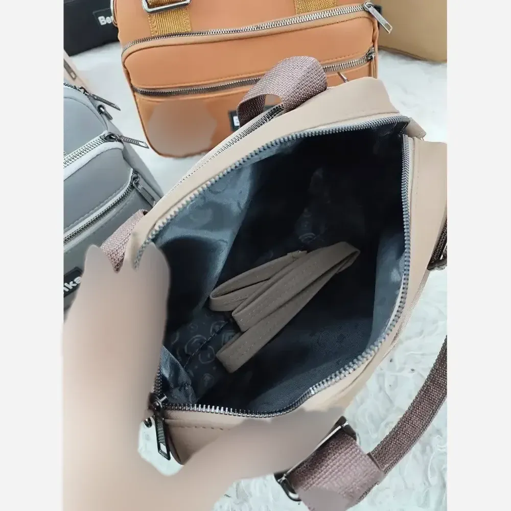 کیف دستی و دوشی چرم صنعتی زنانه مدل برشکا رنگ عسلی و مشکی