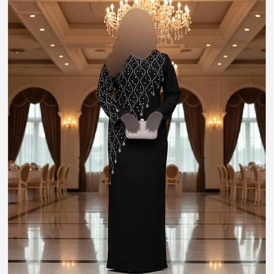 ماکسی مجلسی زنانه کرپ دالقیچ رنگ مشکی