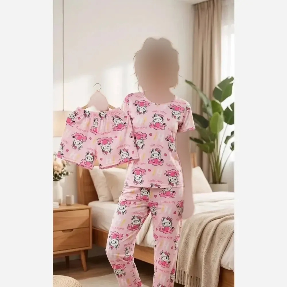 ست سه تیکه کیتی جنس گیاهی لطیف گرم بالا سایز فری 38 تا 48