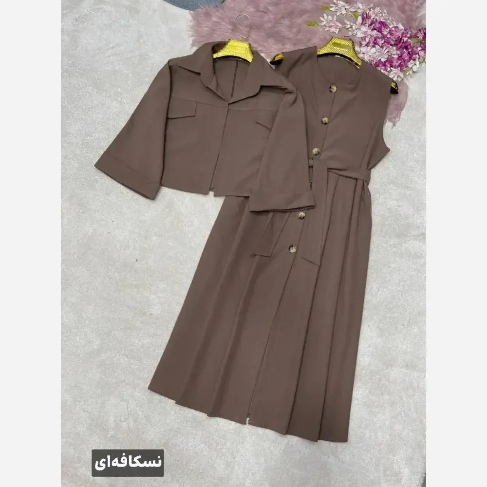 ست دوتیکه زنانه مدل خاتون جنس لنین فری سایز 38 تا 46 (2)