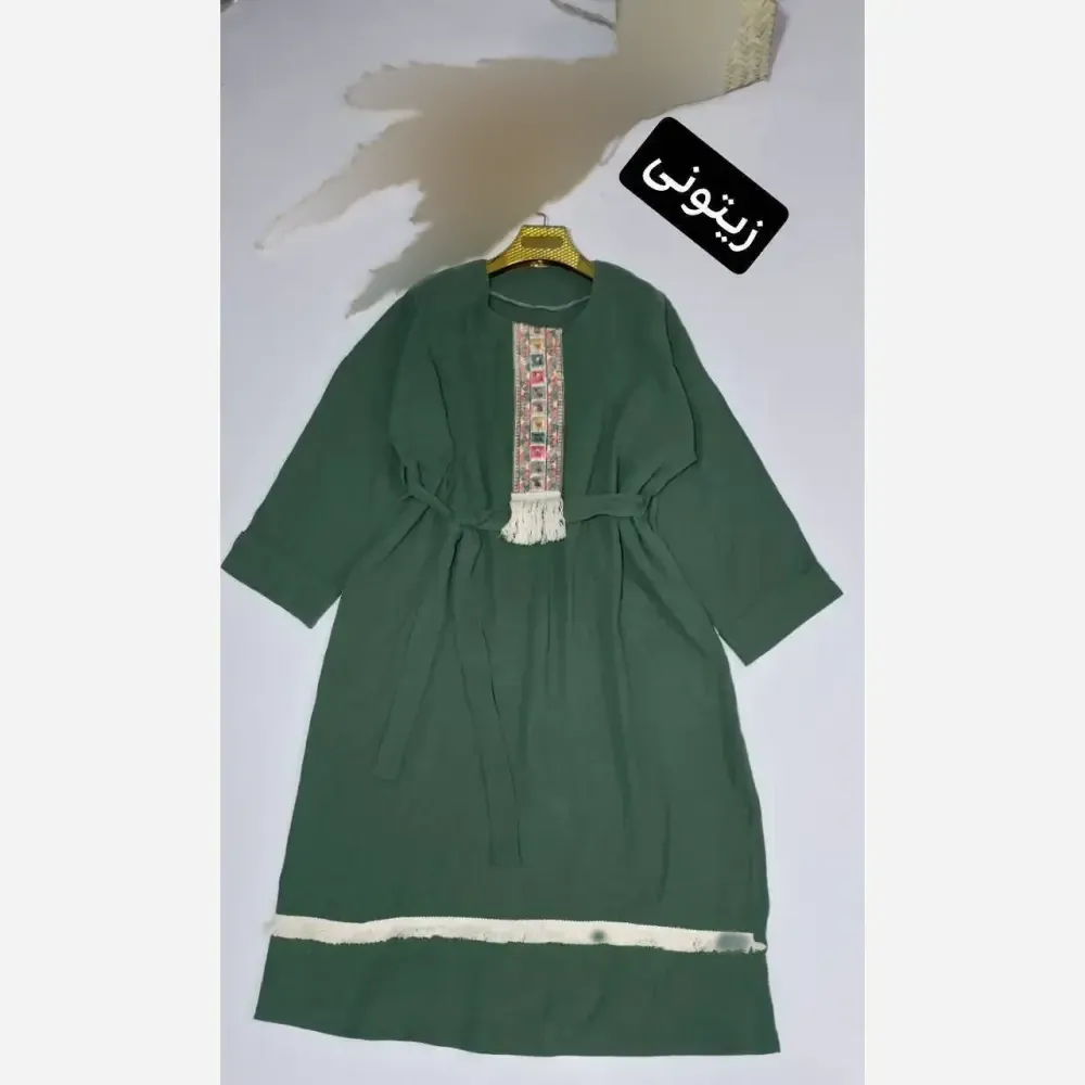 کفتان زنانه نوار کنفی جنس موسلین دبل فیس فری سایز تا 48 (3)