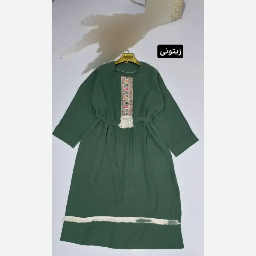 کفتان زنانه نوار کنفی جنس موسلین دبل فیس فری سایز تا 48 (2)