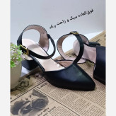 کفش مجلسی زنانه پاشنه 5 سانت چرم بیاله مدل بهار مشکی
