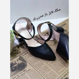 کفش مجلسی زنانه پاشنه 5 سانت چرم بیاله مدل بهار مشکی