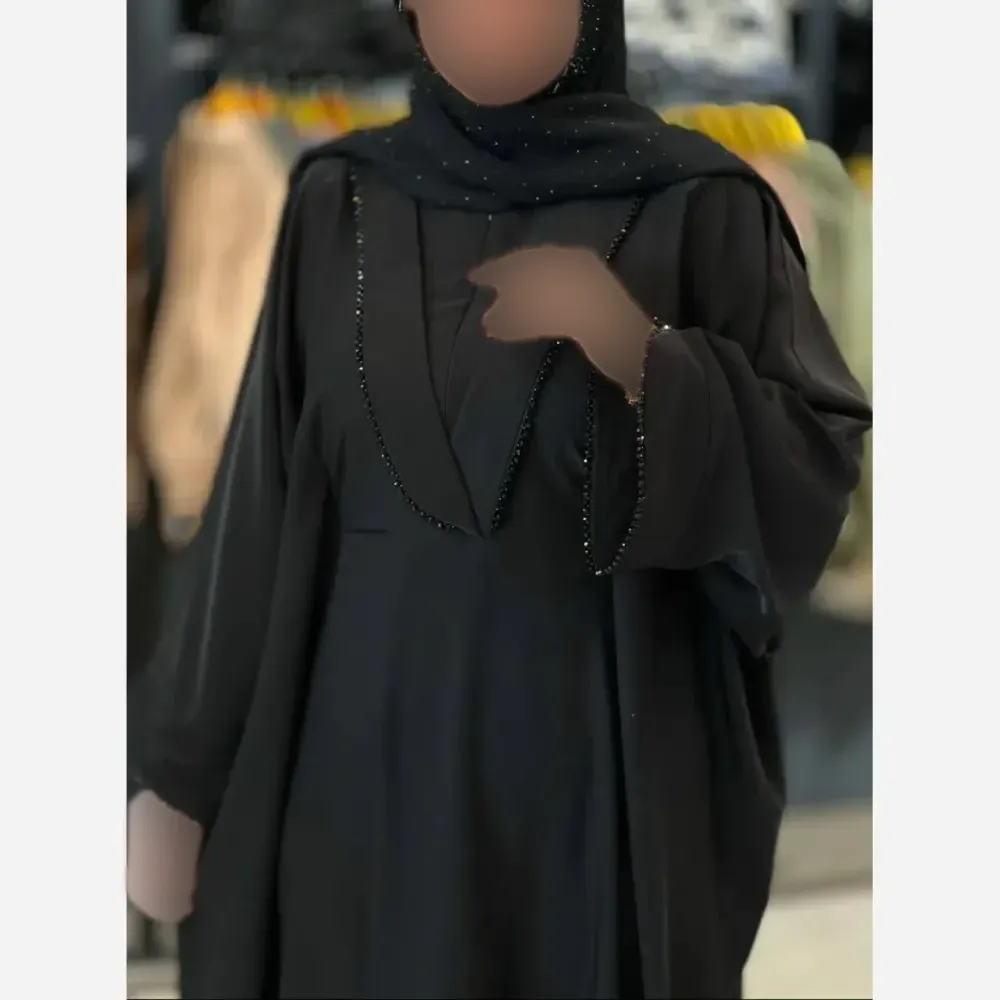 عبای مجلسی زنانه مدل سوگند جنس الیزه درجه یک فری سایز رنگ مشکی