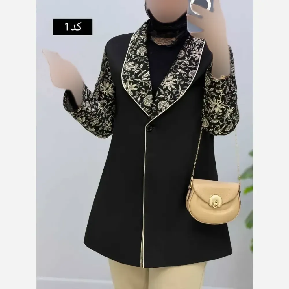 کت مجلسی زنانه مدل سحر جنس کرپ مازراتی و سوزن دوزی رنگ مشکی