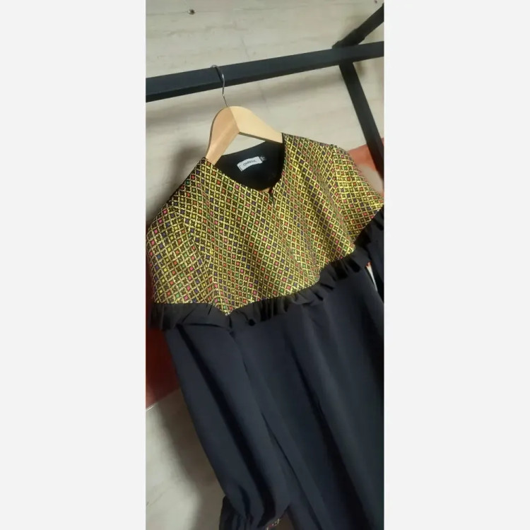 عبا زنانه طرح دنیا جنس الیزه و خرجکار تافته هندی رنگ مشکی سایز 40 تا 60 (2)