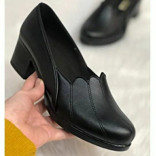 کفش زنانه طبی چرمی پاشنه دار طرح Zara مشکی سایز 37 تا 40