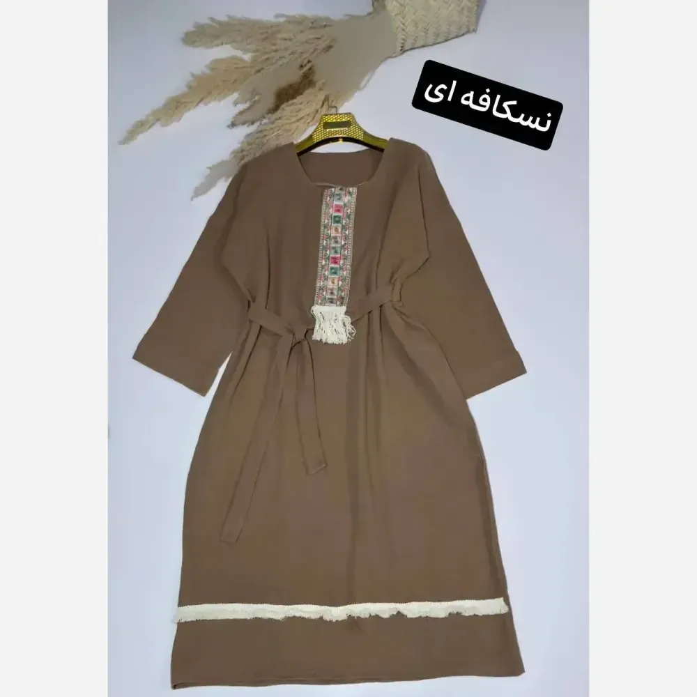 کفتان زنانه نوار کنفی جنس موسلین دبل فیس فری سایز تا 48