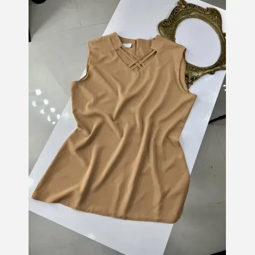 تاپ زنانه یقه ضربدری مجلسی جنس الیزه مصری اعلا سایز 40 تا 52