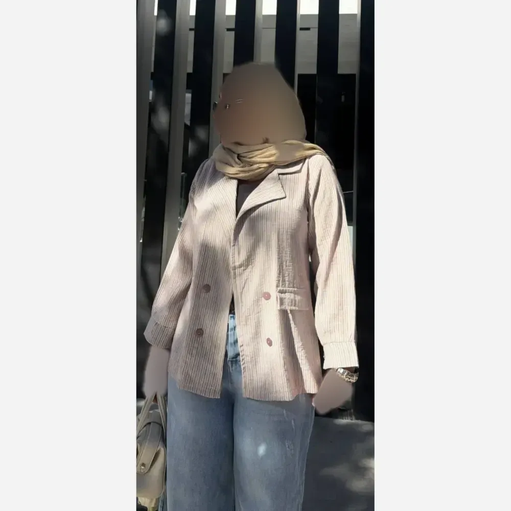 کت زنانه راه راه مدل هیلدا جنس لینن زارا سایز 38 تا 46