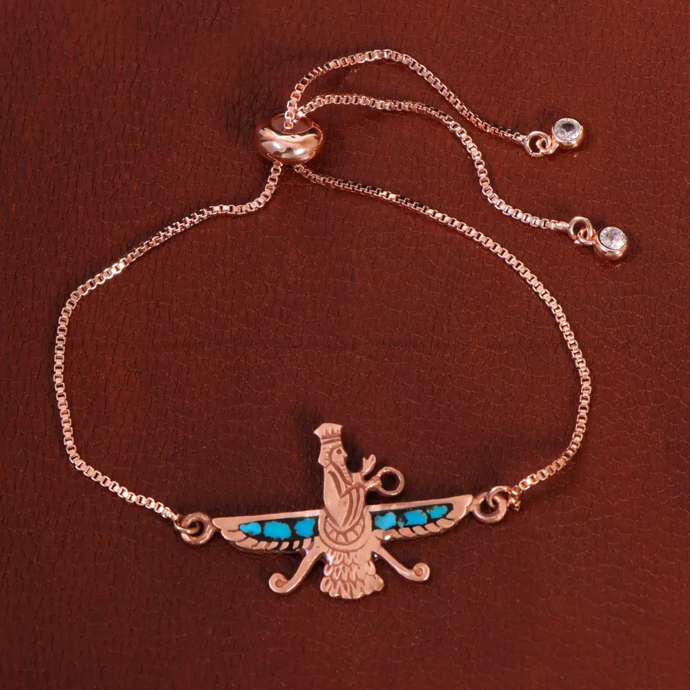 دستبند مسی فیروزه کوب کد 34760