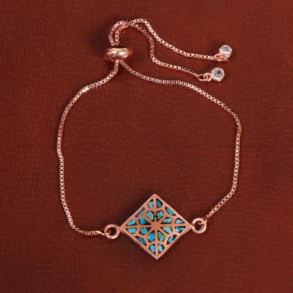 دستبند مسی فیروزه کوب کد 34757