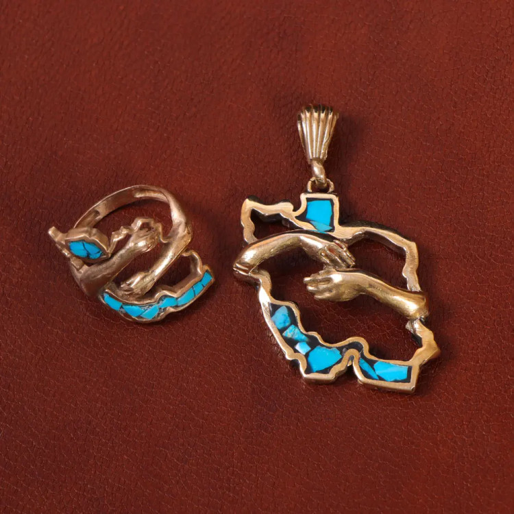 نیم ست فیروزه کوب طرح ایران کد 34750