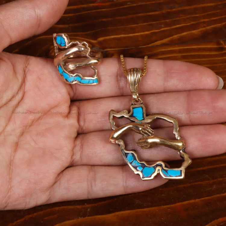 نیم ست فیروزه کوب طرح ایران کد 34750