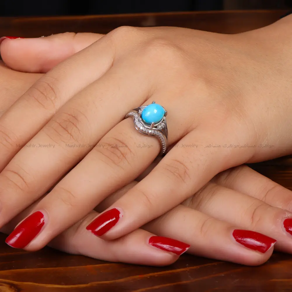 انگشتر فیروزه عجمی زنانه کد 34717