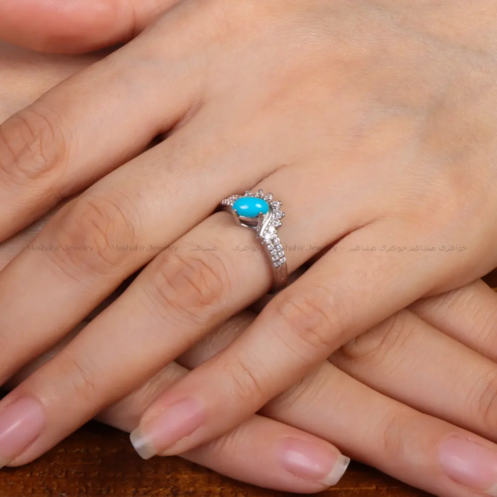 انگشتر فیروزه عجمی زنانه کد 34130
