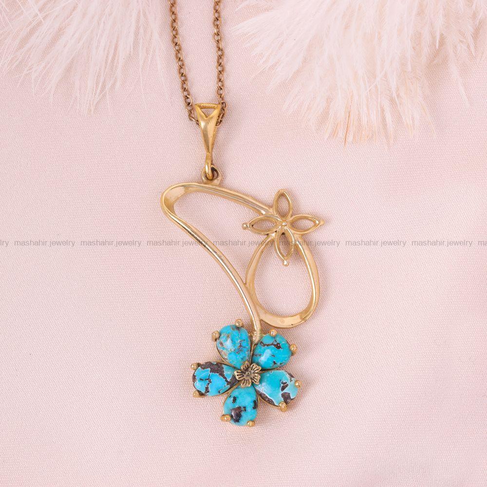 گردنبند فیروزه زنانه کد 6668